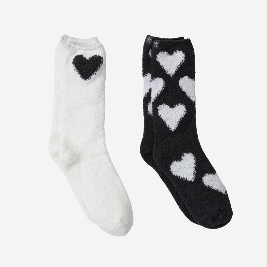 Barefoot Dreams Heart Print Sock Set, COLOR: Carbon / White