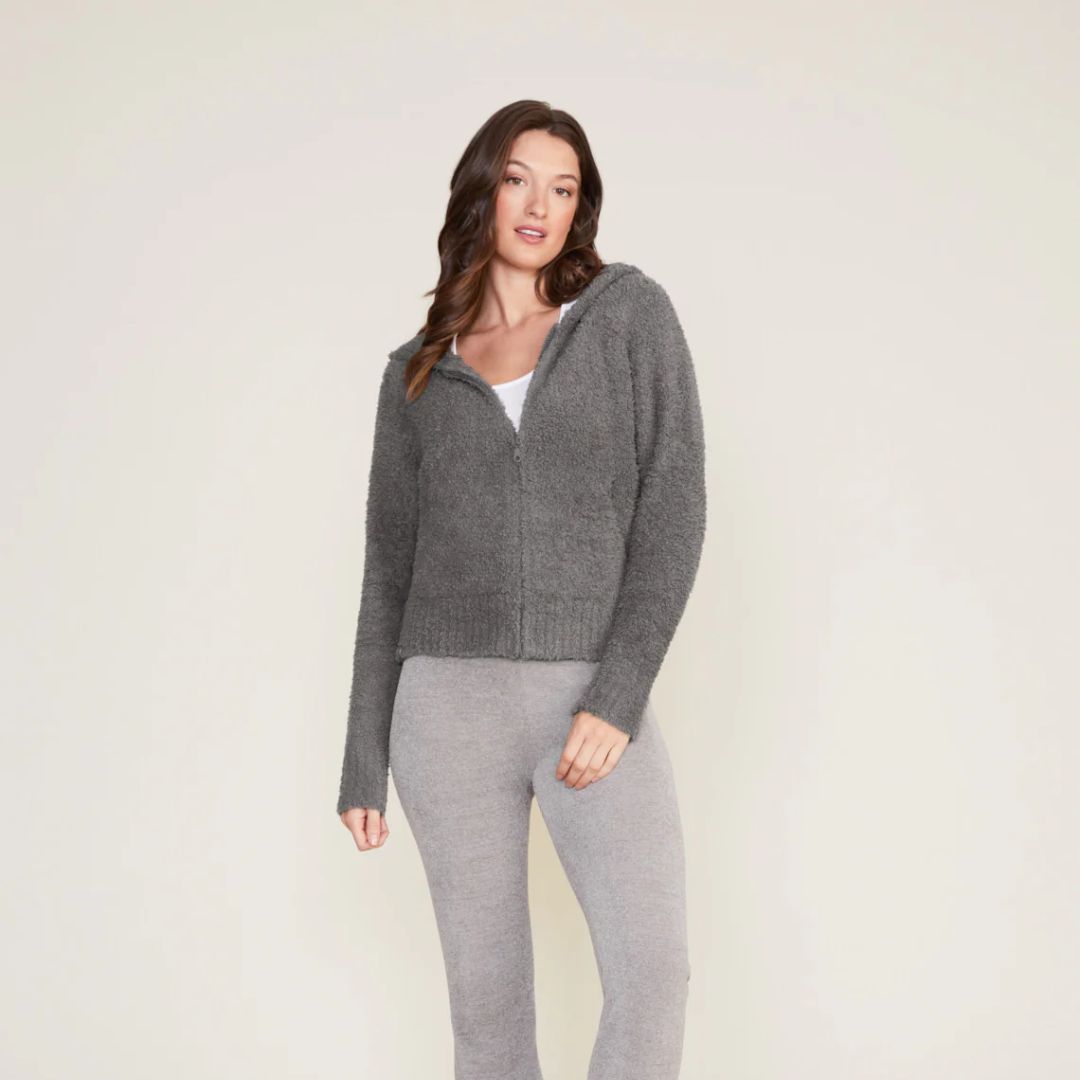 Barefoot Dreams CozyChic Women’s Relaxed Zip-Up Hoodie, COLOR: Carbon, SIZE: X-Small