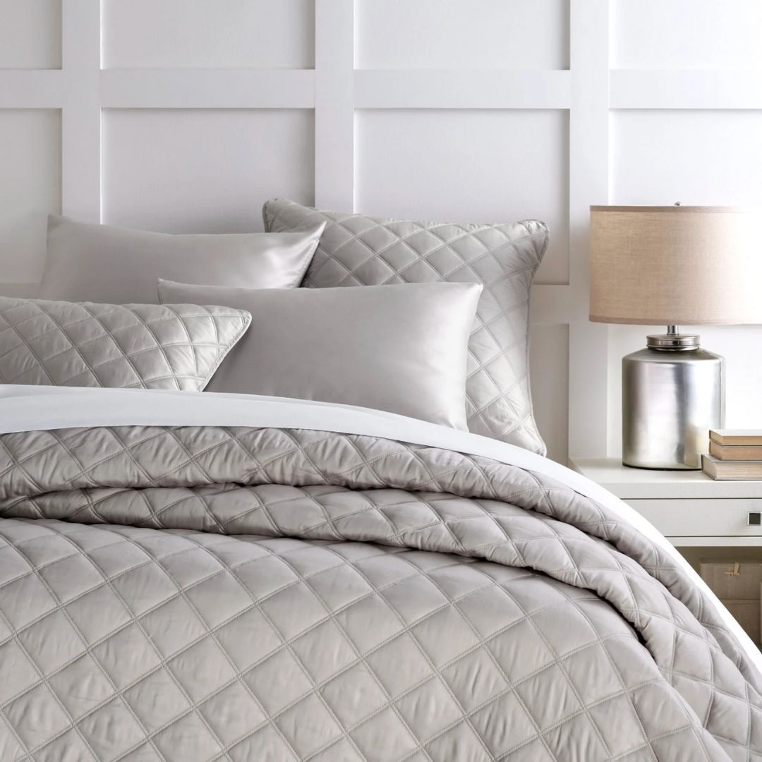 Pine Cone Hill Quilted Silken Solid Coverlet, COLOR: Grey, SIZE: Twin/Twin XL