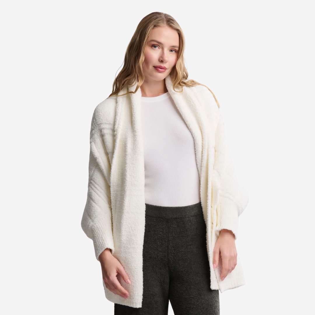 Barefoot Dreams&#39; CozyChic Cotton Tonal Plaid Blanket Wrap, COLOR: Pearl, SIZE: One Size