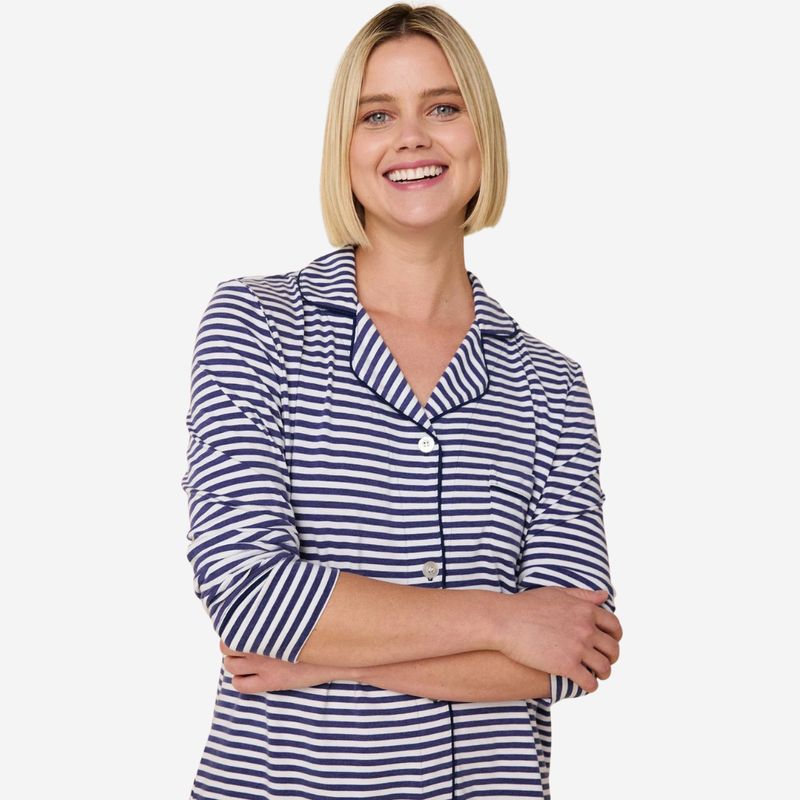 The Cat&#39;s Pajamas Essential Stripe Pima Knit Long-Sleeved Pajama