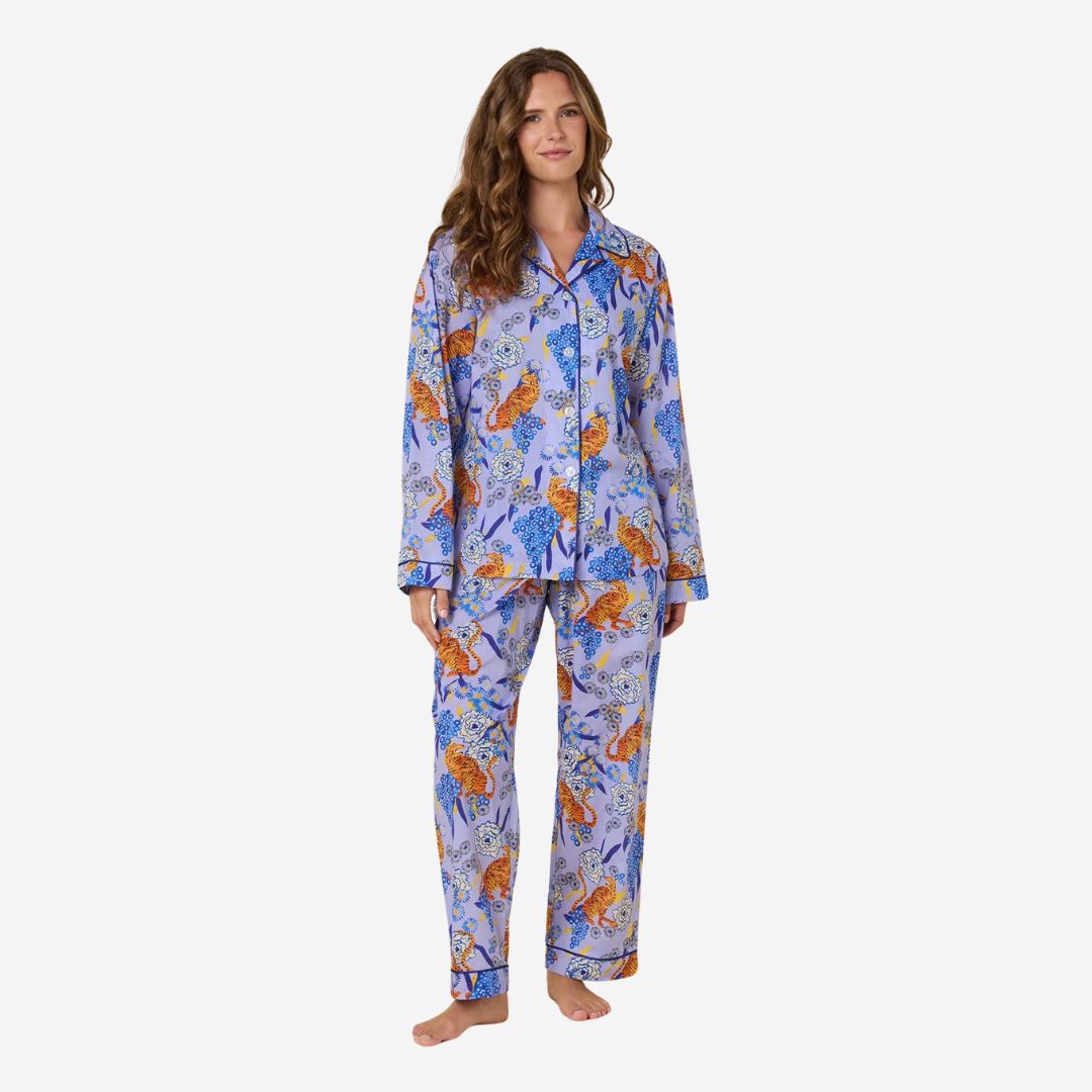 The Cat&#39;s Pajamas Tigress Voile Long-Sleeve Pajama Set, SIZE: Small