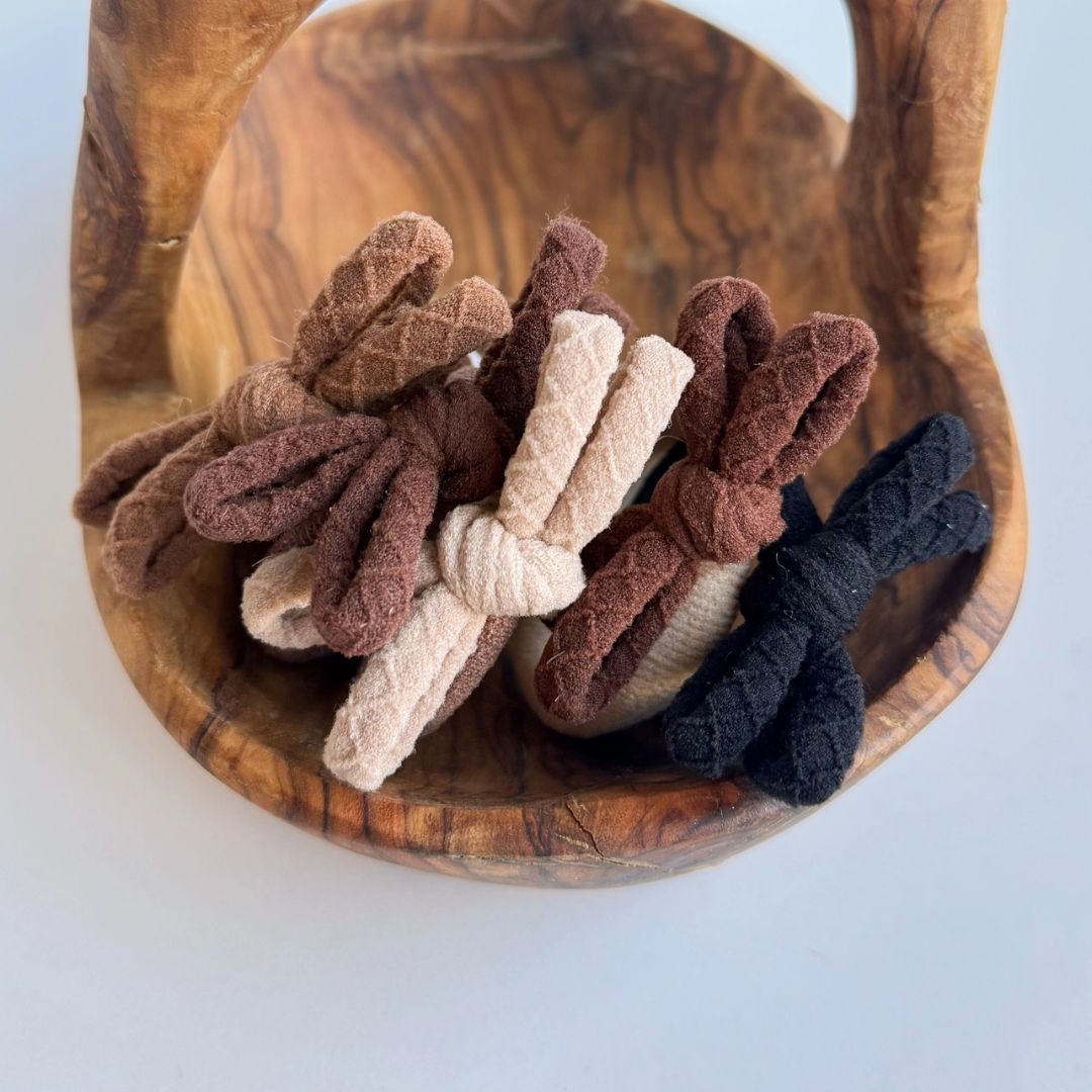 Adorro Hair Ties, PRODUCT: Neutral Seamless Bow Hair Ties (Set of 5)