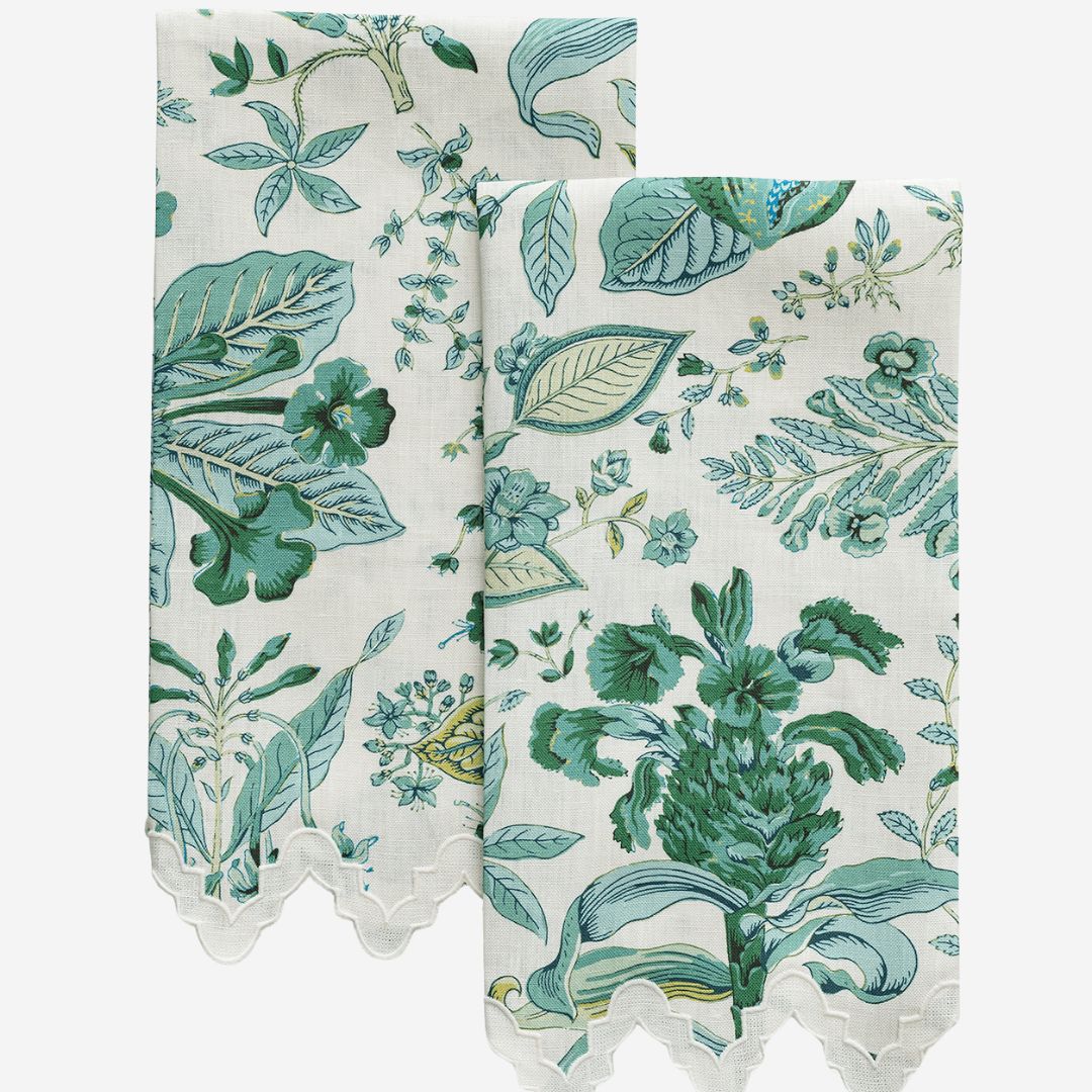 Matouk Pomegranate Linen Guest Towels, COLOR: Emerald, PRODUCT: Set of 2 Guest Towels—20 x 26