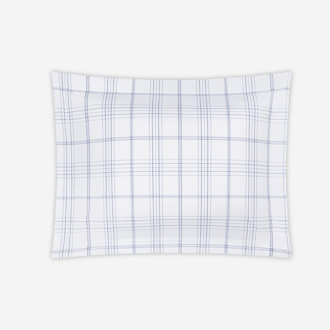 Matouk August Plaid Bed Style, COLOR: Navy, PRODUCT: Sham—Standard