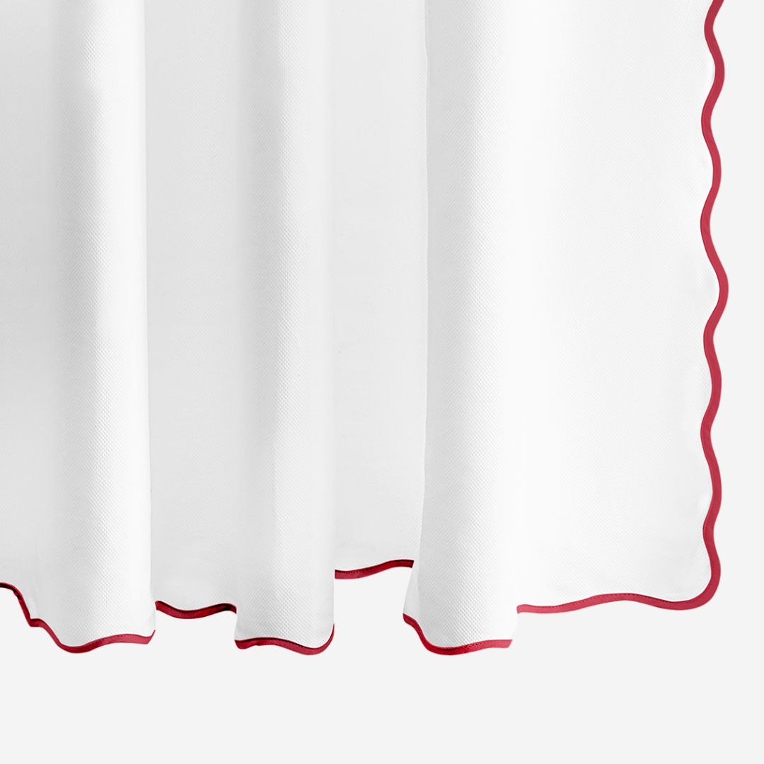 Matouk Camilla Pique Scallop Shower Curtain, COLOR: Cherry