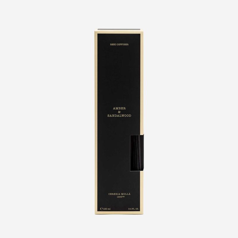Cereria Molla Premium Reed Diffuser—Amber &amp; Sandalwood Black