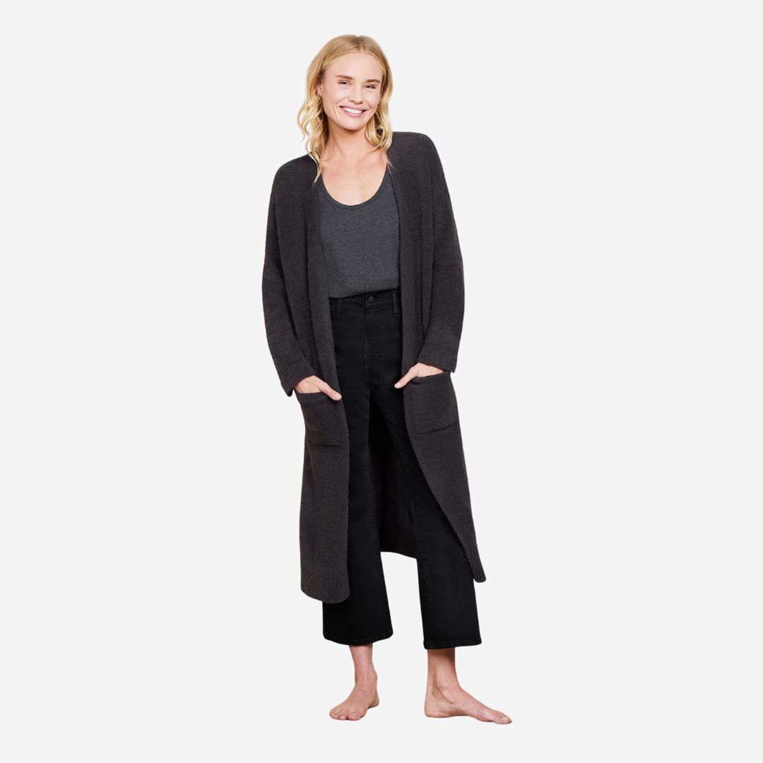 Barefoot Dreams Luxe High Slit Cardigan, Colour: Carbon, SIZE: X-Small