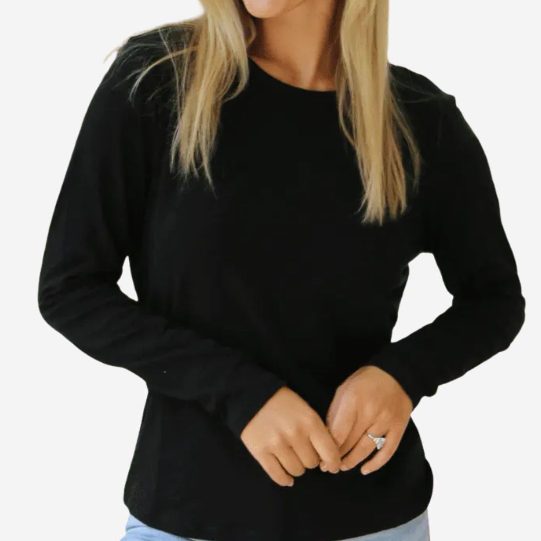 Erin Gray Classic Long Sleeve Tee, COLOR: Black, SIZE: X-Large