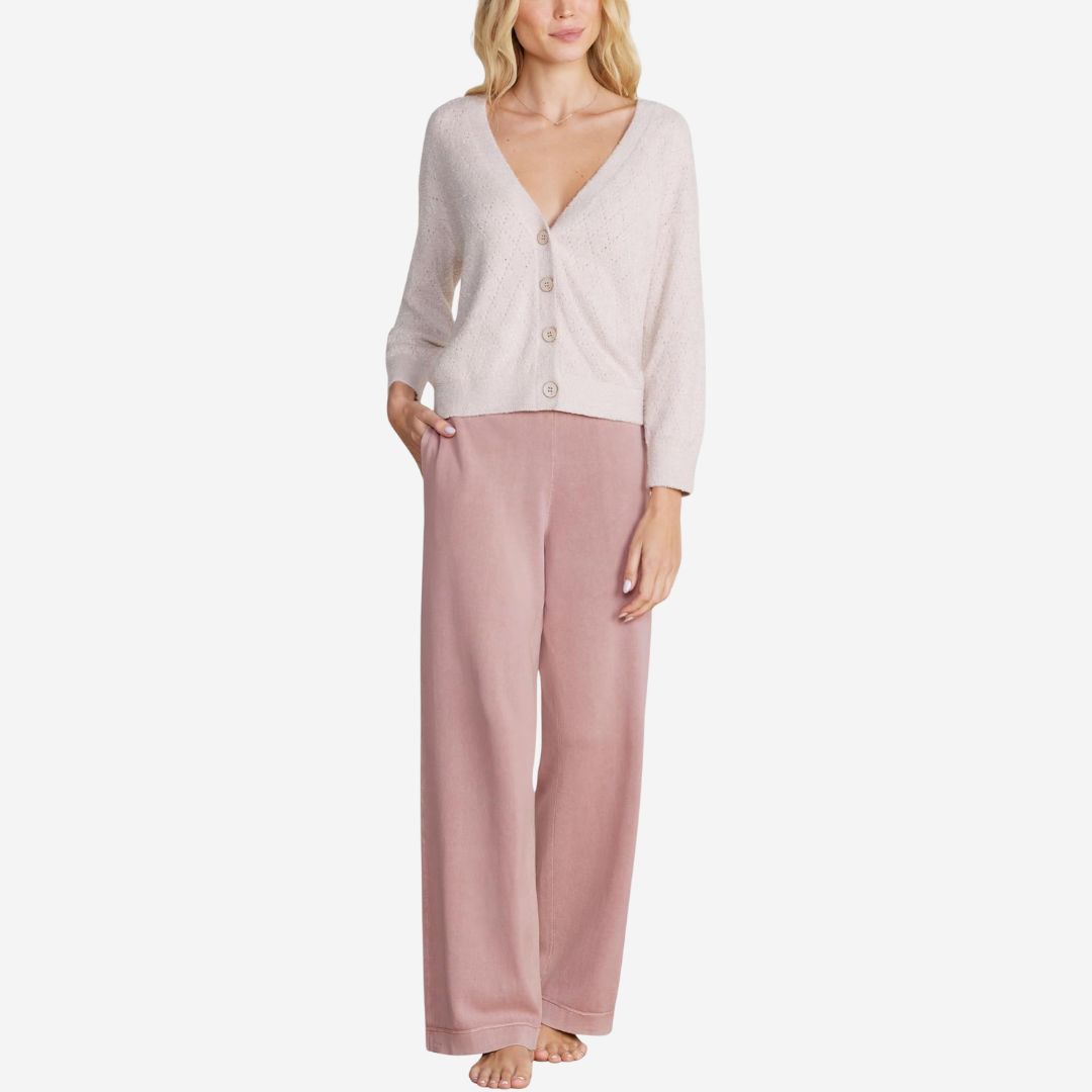 Barefoot Dreams Diamond Pointelle Cardigan, COLOR: Chai, SIZE: X-Small