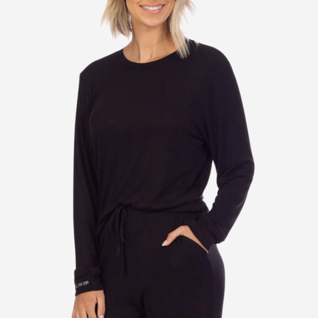 JUJU Jams Hannah Long Sleeve Top, COLOR: Black, SIZE: X-Small