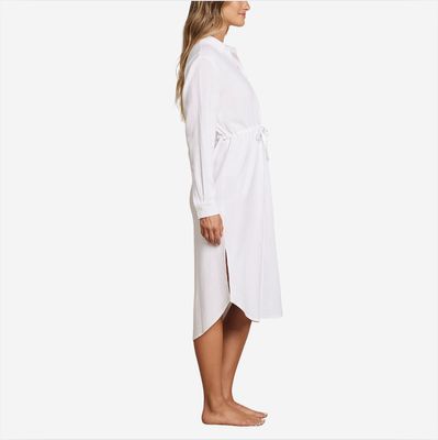 Barefoot Dreams Linen Blend Cinched Shirt Dress