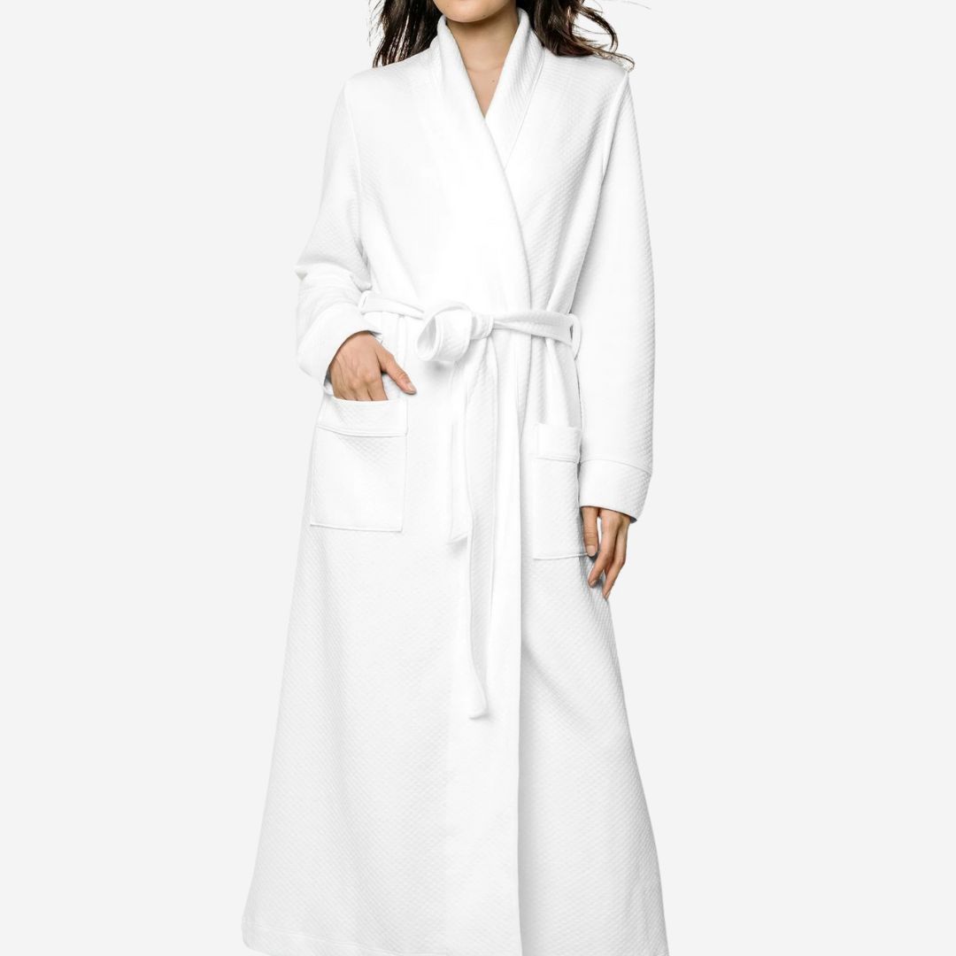 Petite Plume Luxe Pima Ophelia Robe, COLOR: White Jacquard, SIZE: Small