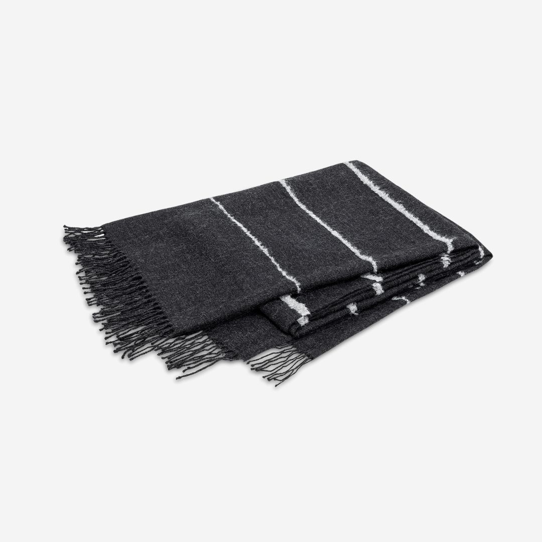 Matouk Amelia Stripe Throw, COLOR: Charcoal