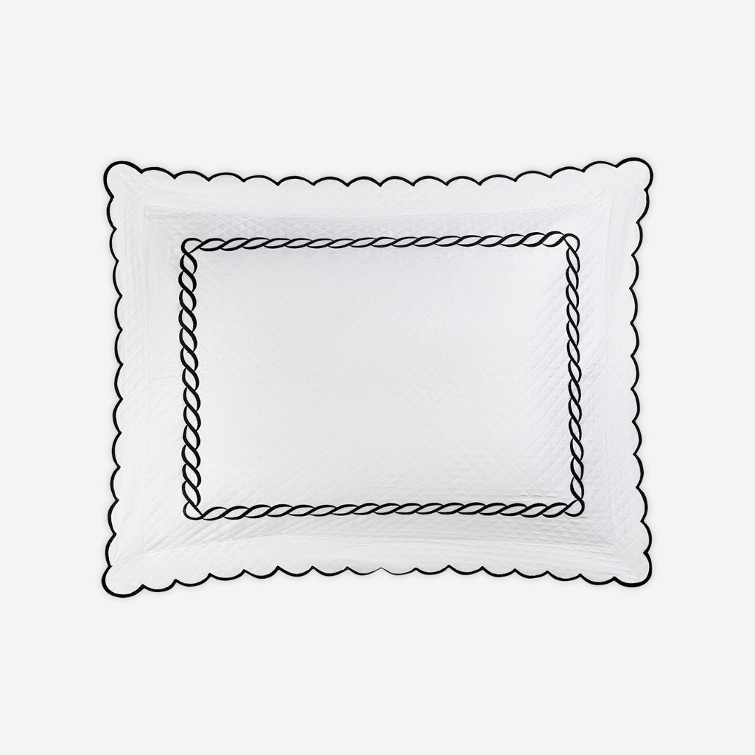 Matouk Classic Chain Scallop Matelassé Bed Style, COLOR: Black, PRODUCT: Sham—Standard