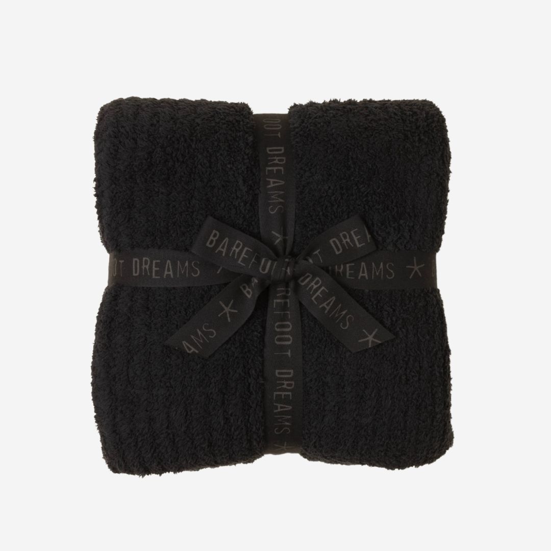 Barefoot Dreams CozyChic Ribbed Throw, COLOR: Black, SIZE: 54” x 72”