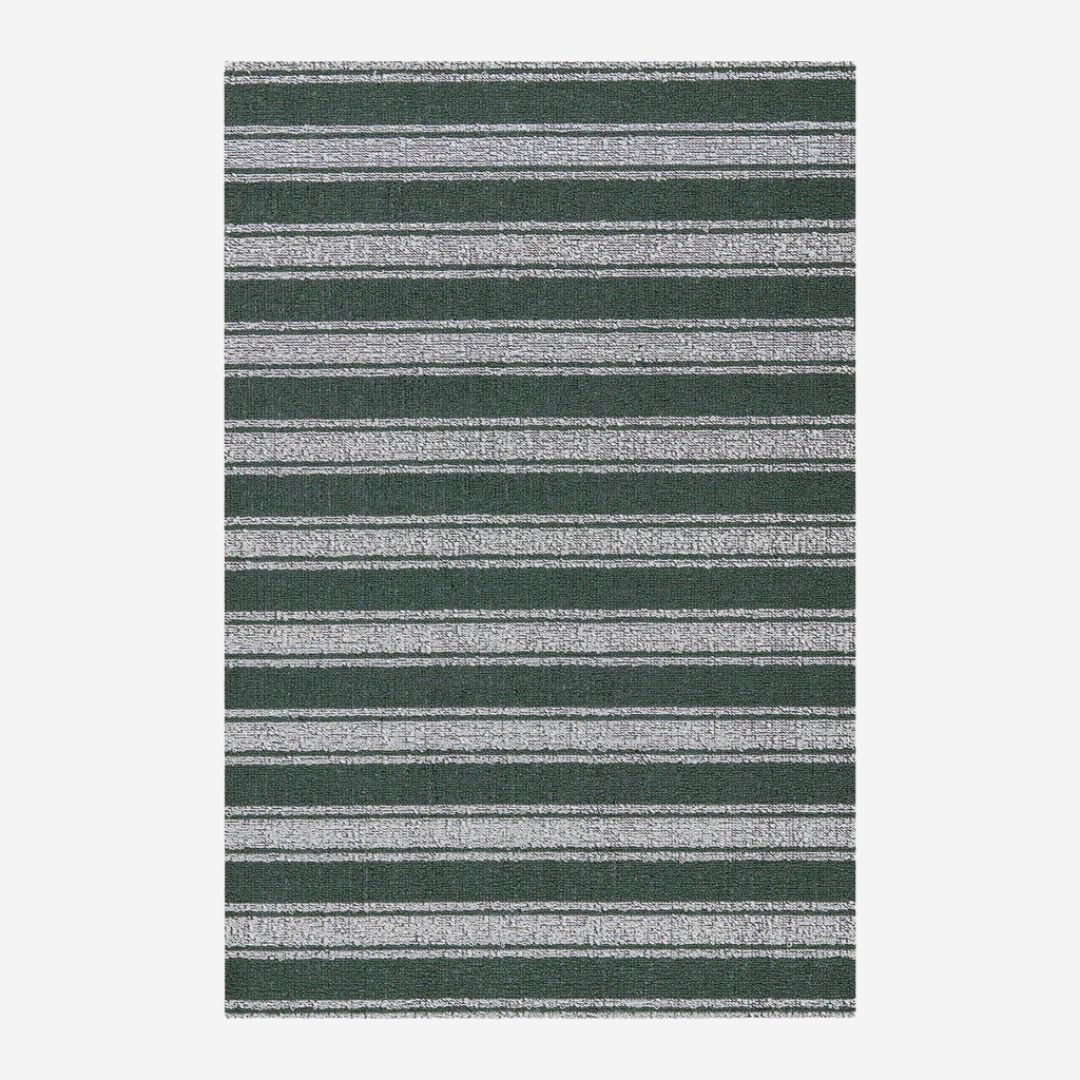 Chilewich x Martha Stewart Boardwalk Stripe Shag Mat, COLOR: Fern, SIZE: Runner—24" x 72" — Vertical Stripe