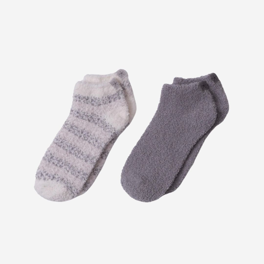 Barefoot Dreams Heathered Stripe Ankle Socks, COLOR: Dove Gray Multi