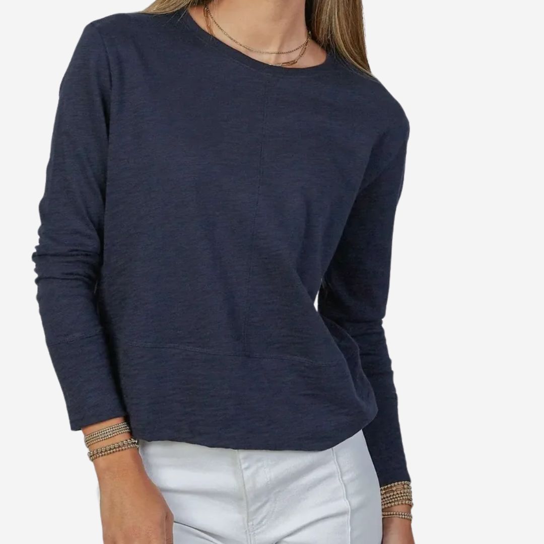 Erin Gray Celia Perfect Length Tee Long Sleeve, COLOR: Navy, SIZE: X-Small