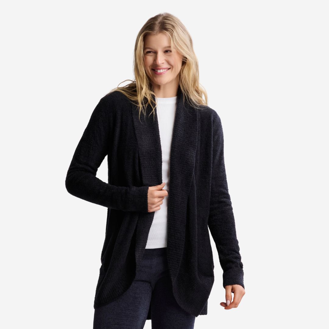 Barefoot Dreams CozyChic Lite Circle Cardi, COLOR: Black, SIZE: X-Small