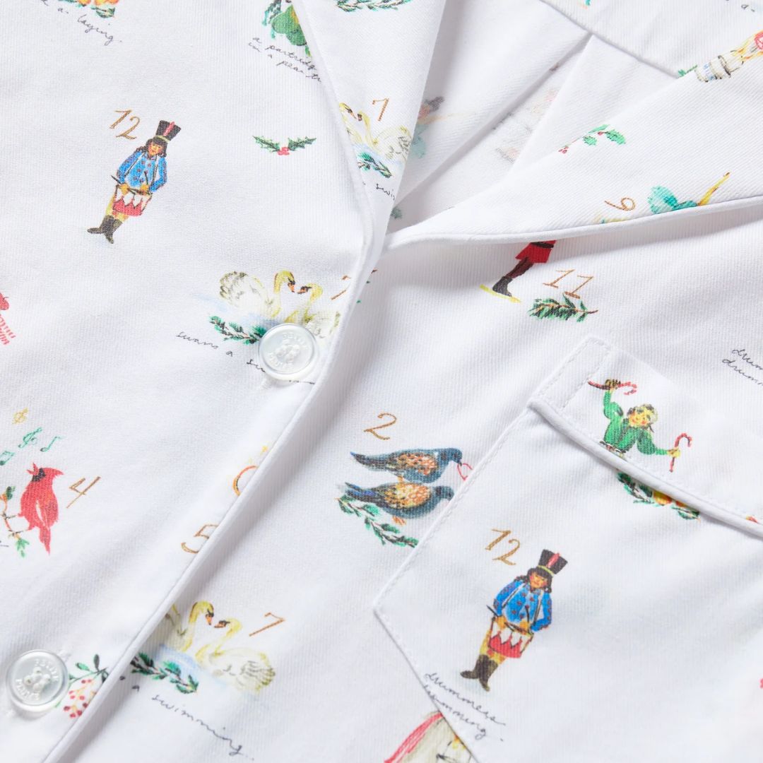 Petite Plume Women's Holiday Twill Pajama Set, COLOR: 12 Days of Christmas, SIZE: Small