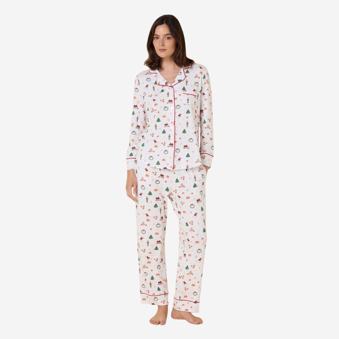 The Cat's Pajamas A Very Vintage Christmas Pima Knit Long-Sleeve Pajama Set, PRODUCT: Women's, SIZE: X-Small