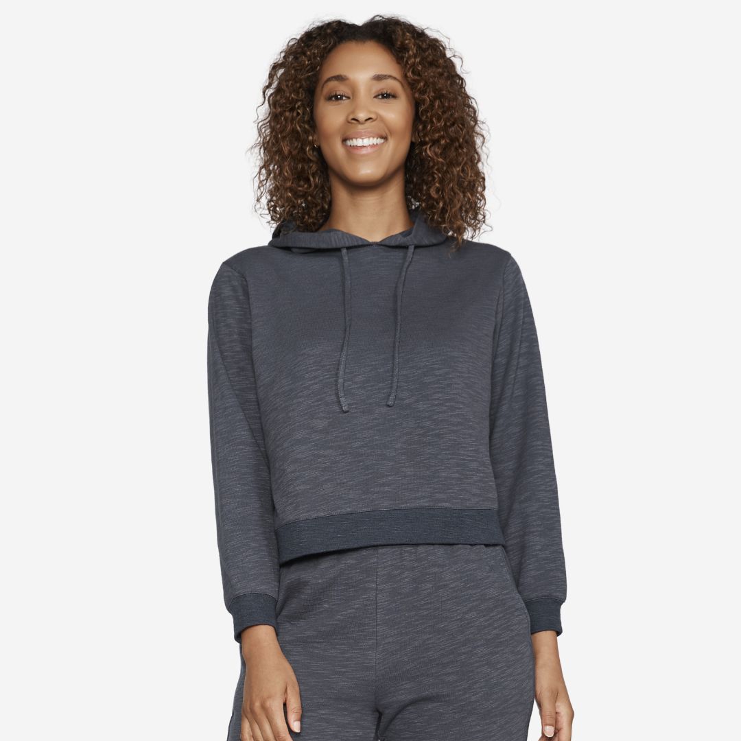 Barefoot Dreams Slub Double Knit Seamed Hoodie, COLOR: Indigo, SIZE: Small