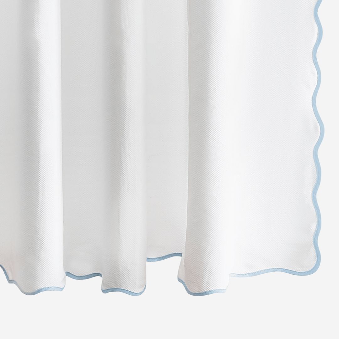 Matouk Camilla Pique Scallop Shower Curtain, COLOR: Light Blue