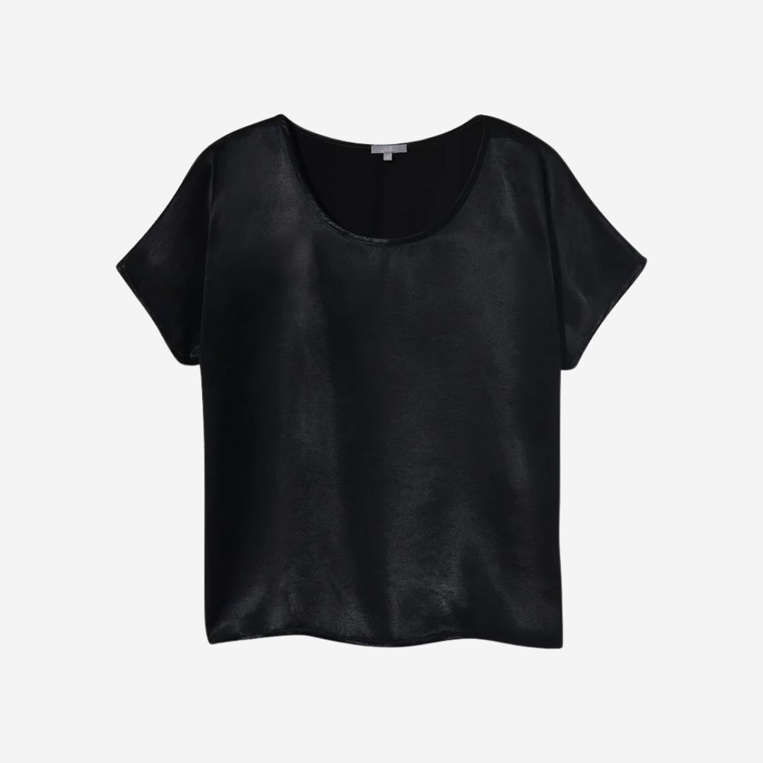 PJ Harlow Roxxy Satin Tee, COLOR: Black, SIZE: X-Small