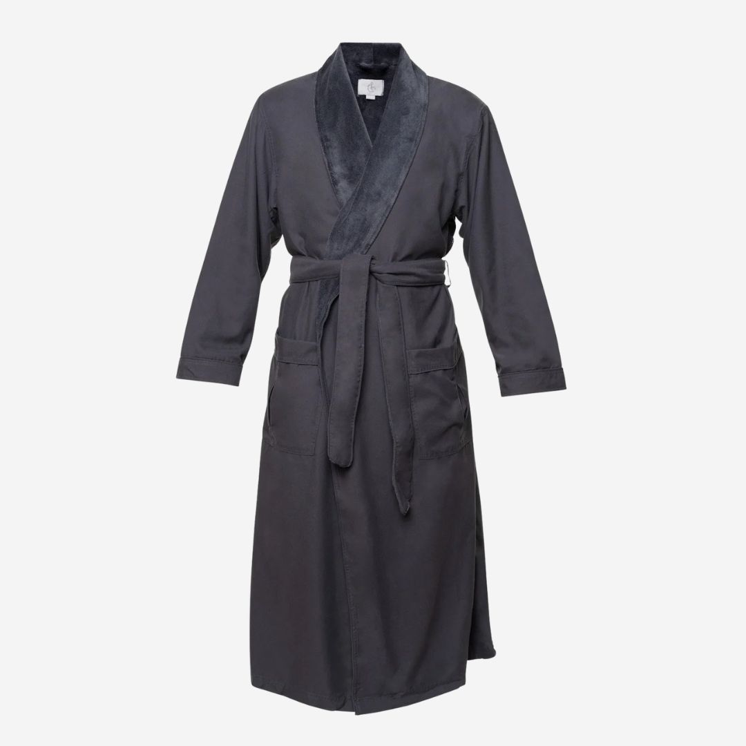 Chadsworth &amp; Haig—Micro Plush Robe, COLOR: Charcoal/Charcoal, SIZE: X-Small