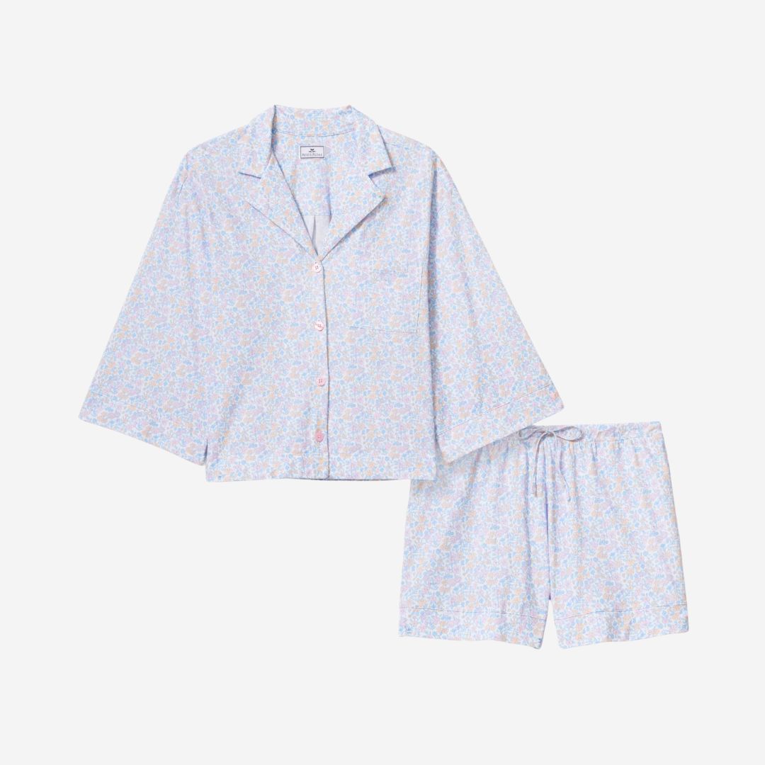 Petite Plume Olivia Lightweight Pima Short Set, COLOR: Fleur Blanche, SIZE: X-Small