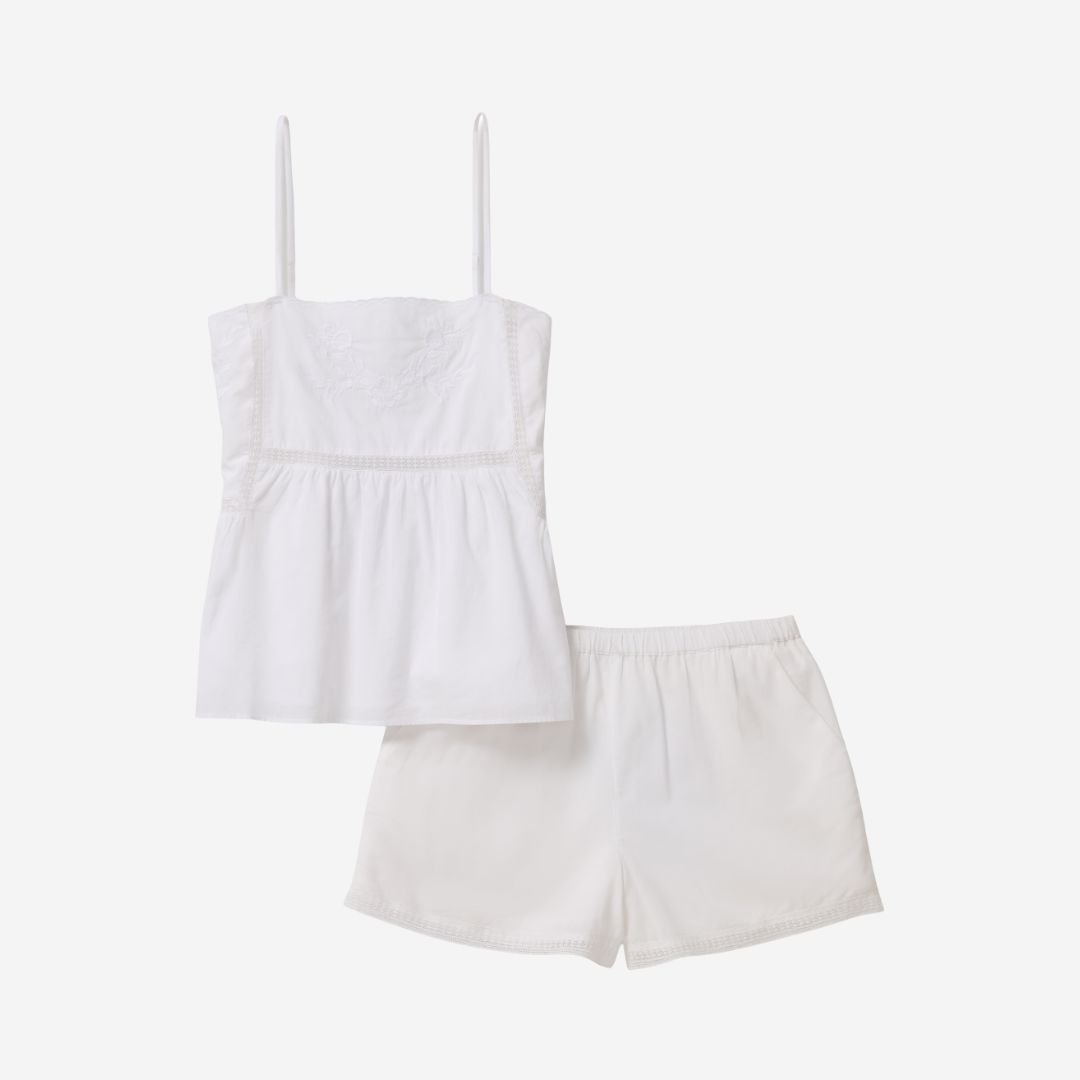 Petite Plume Voile Luna Cami Short Set, COLOR: White, SIZE: X-Small