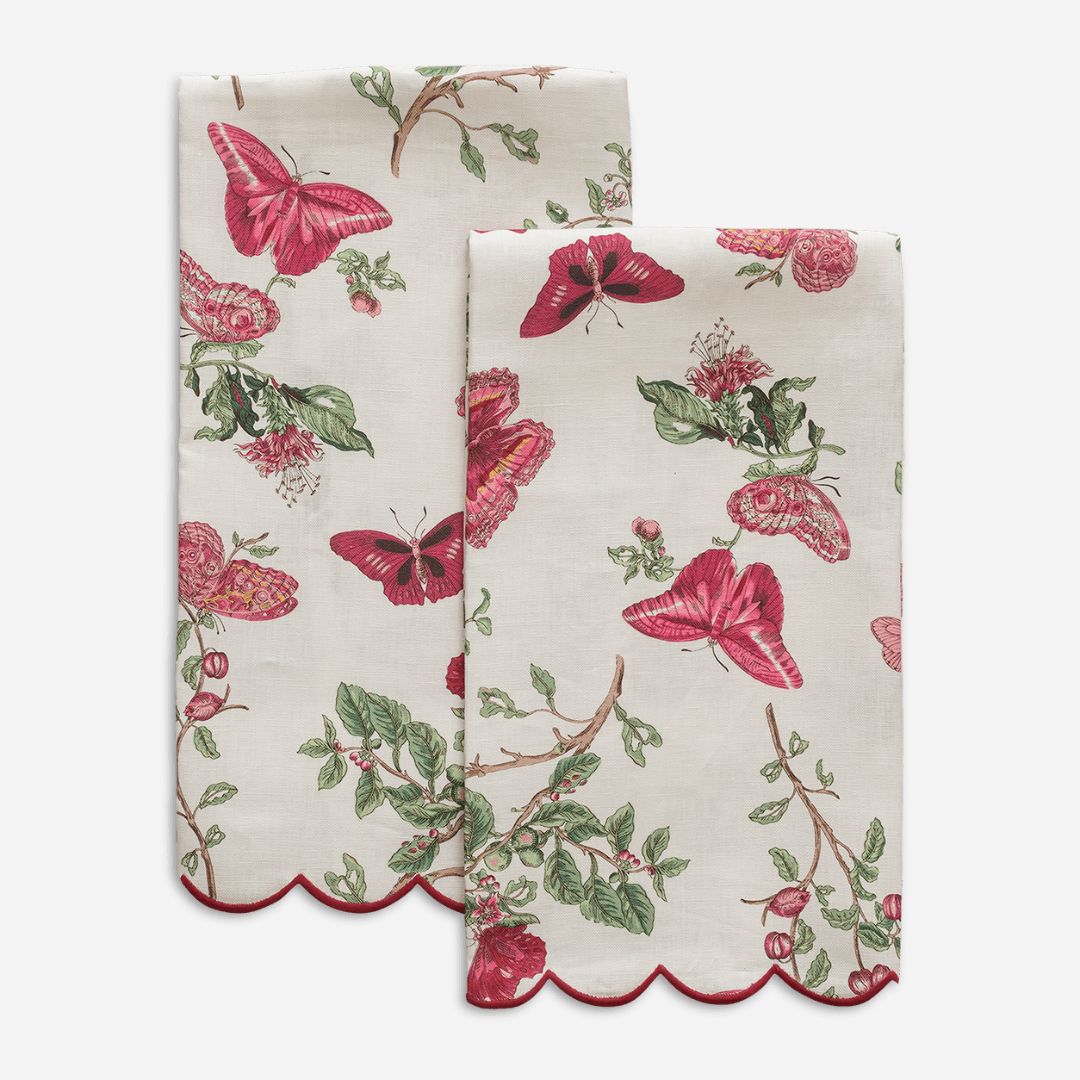 Matouk Baudin Butterfly Guest Towels, COLOR: Ruby