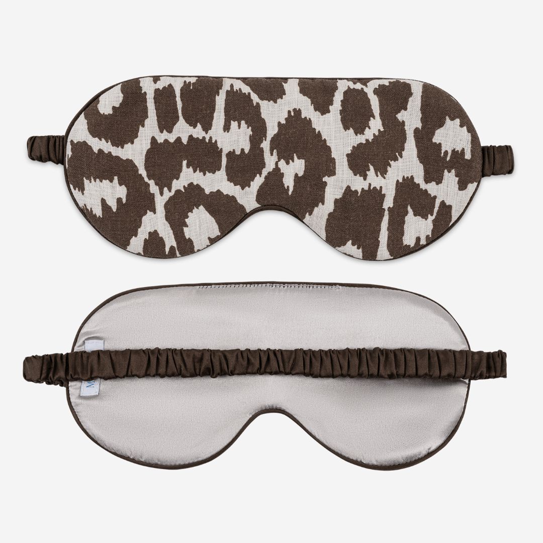 Matouk Iconic Leopard Linen Sleep Mask, COLOR: Cinder