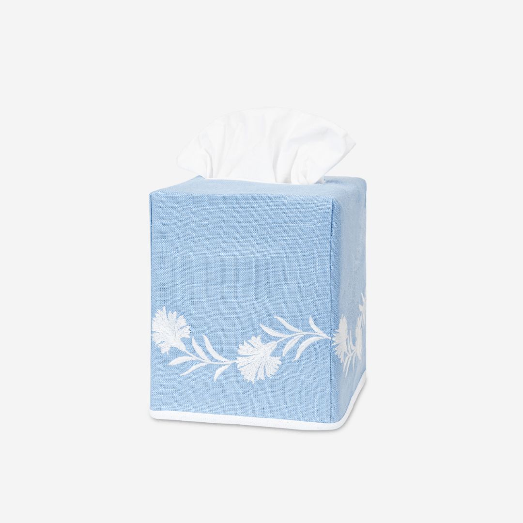 Matouk Daphne Tissue Box Cover, COLOR: Azure / White