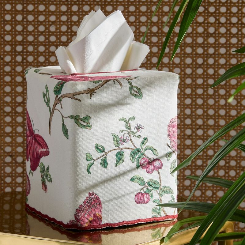 Matouk Baudin Butterfly Linen Tissue Box Cover