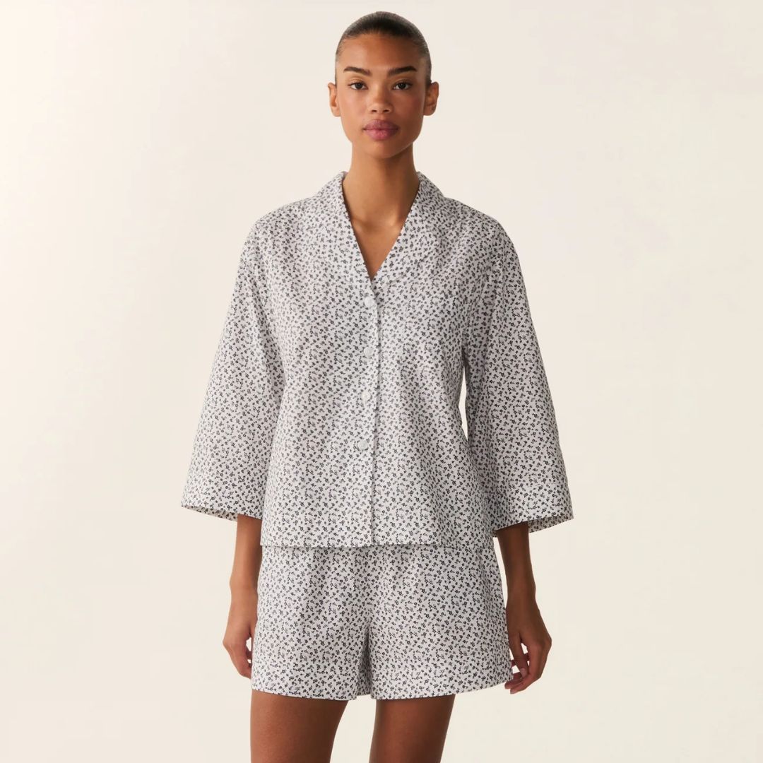 Petite Plume Olivia Poplin Short Set, COLOR: Ditzy Waltz White, SIZE: Small