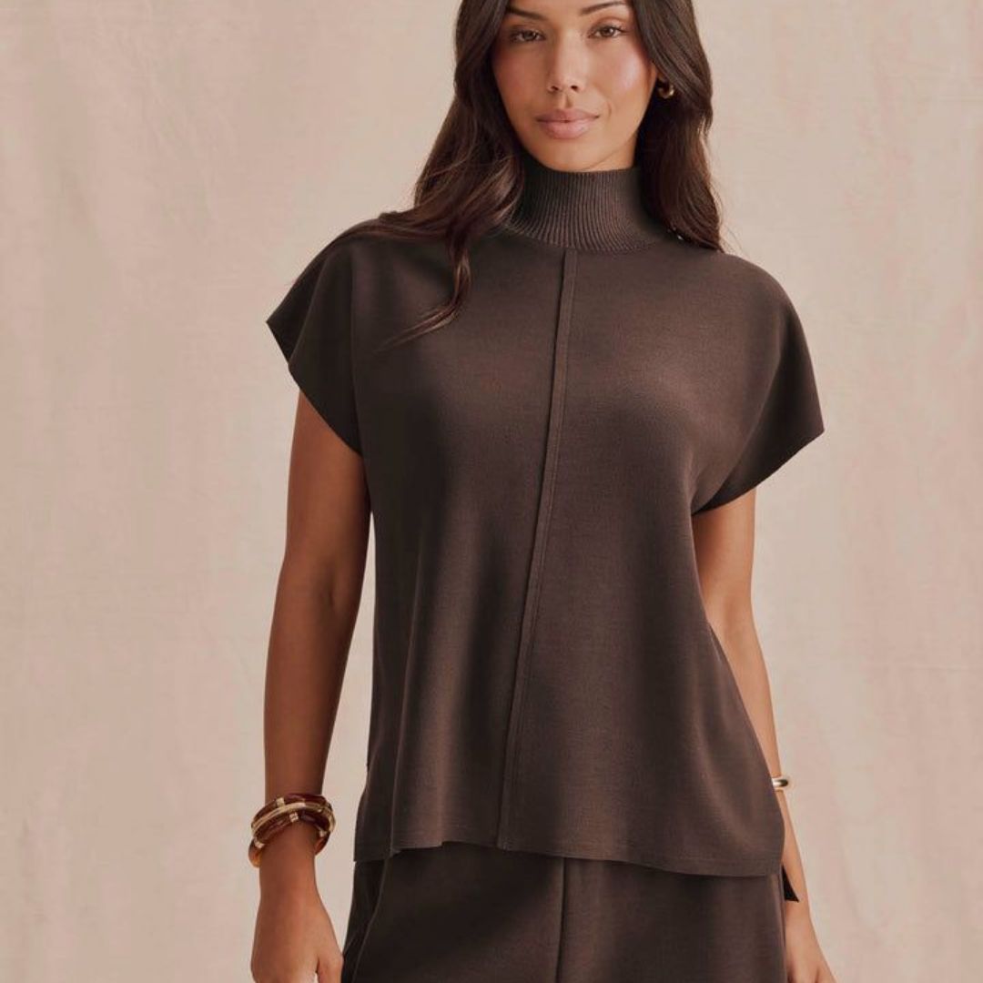 Splendid Winslow Mock Neck Pullover, COLOR: Java, SIZE: X-Small