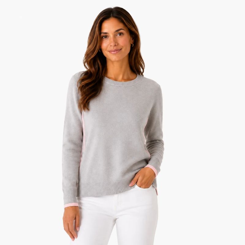 Erin Gray Cashmere Contrast Trim Sweater