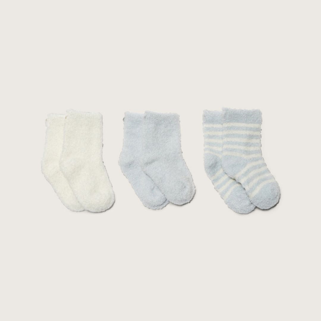 Barefoot Dreams CCL Infant Socks 3-Pack, COLOR: Blue / Pearl