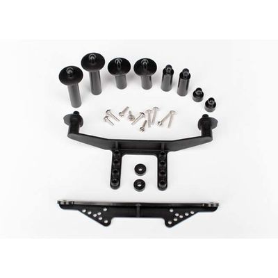 TRX-1914R Traxxas Body mount, front &amp; rear (black)/ body posts, 52mm (2), 38mm (2), 25mm (2), 6.5mm (2)/ body post extensions (4)/ hardware