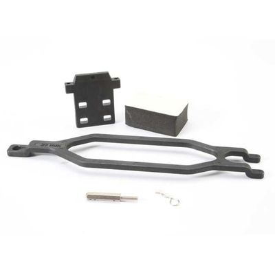 TRX-5827X Traxxas Hold down, battery/ hold down retainer/ battery post/ foam spacer/ angled body clip (allows for installation of taller, multi-cell batteries)