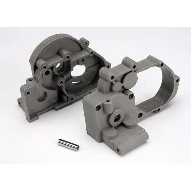 TRX-3691A Traxxas Gearbox halves (l&amp;r) (grey) w/ idler gear shaft