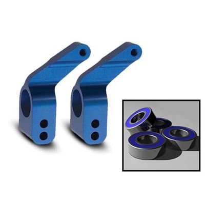 TRX-3652A Traxxas Stub axle carriers, Rustler®/Stampede®/Bandit (2), 6061-T6 aluminum (blue-anodized)/ 5x11mm ball bearings (4)
