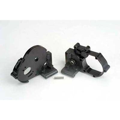 TRX-3691 Traxxas Gearbox halves (l&amp;r) (black) w/ idler gear shaft