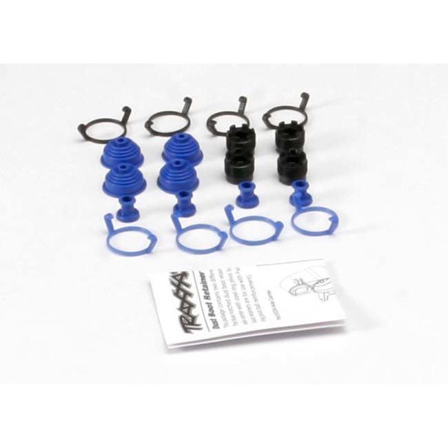 TRX-5378X Traxxas Pivot ball caps (4)/ dust boots, rubber (4)/ dust plugs, rubber (4)/ dust boot retainers, black (4), blue (4) (2 pkgs. req. to complete truck)