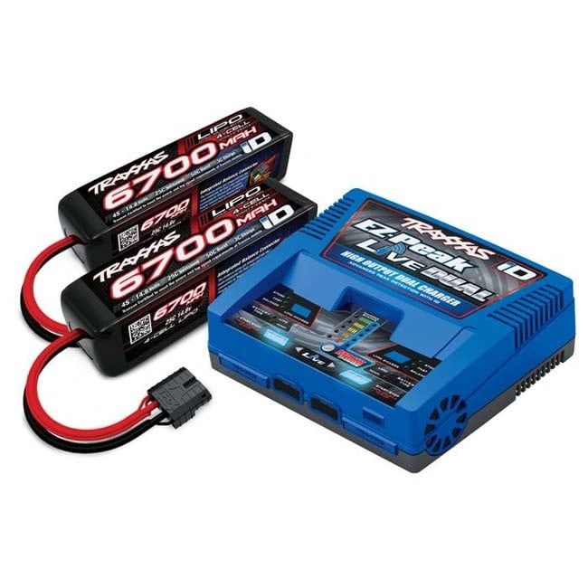 TRX-2997 Traxxas Battery/charger completer pack (includes #2973 Dual iD charger (1), #2890X 6700mAh 14.8V 4-cell 25C LiPo battery (2))