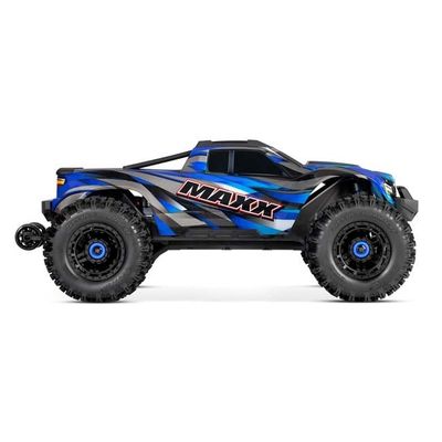 TRX-89086-4-BLUE Traxxas Maxx w/ WideMaxx Blue -  Maxx 1/10 scale monster truck. Fully assembled, Ready-To-Race®, with TQi™ 2.4GHz radio system, VXL-4s™ brushless power system, and ProGraphix® painted
