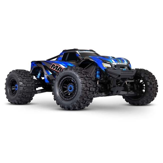 TRX-89086-4-BLUE Traxxas Maxx w/ WideMaxx Blue -  Maxx 1/10 scale monster truck. Fully assembled, Ready-To-Race®, with TQi™ 2.4GHz radio system, VXL-4s™ brushless power system, and ProGraphix® painted