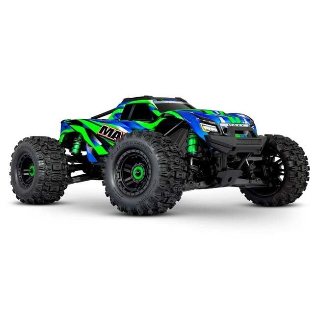 TRX-89086-4-GRN Traxxas Maxx w/ WideMaxx Green -  Maxx 1/10 scale monster truck. Fully assembled, Ready-To-Race®, with TQi™ 2.4GHz radio system, VXL-4s™ brushless power system, and ProGraphix® painted